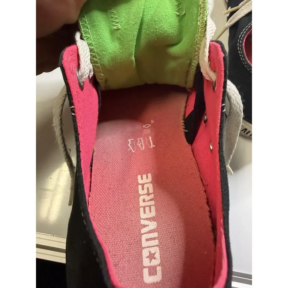 Converse Chuck Taylor All Star Kids 6 Double Tongue Black Pink Low Top Shoes